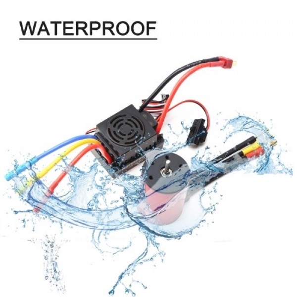 2300KV Brushless Motor 3650 Waterproof Motor with 60A Brushless ESC 5.8V 3A BEC Heatsink Programming Card for 1/8 1/10 RC Car