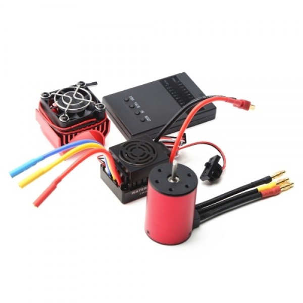 2300KV Brushless Motor 3650 Waterproof Motor with 60A Brushless ESC 5.8V 3A BEC Heatsink Programming Card for 1/8 1/10 RC Car