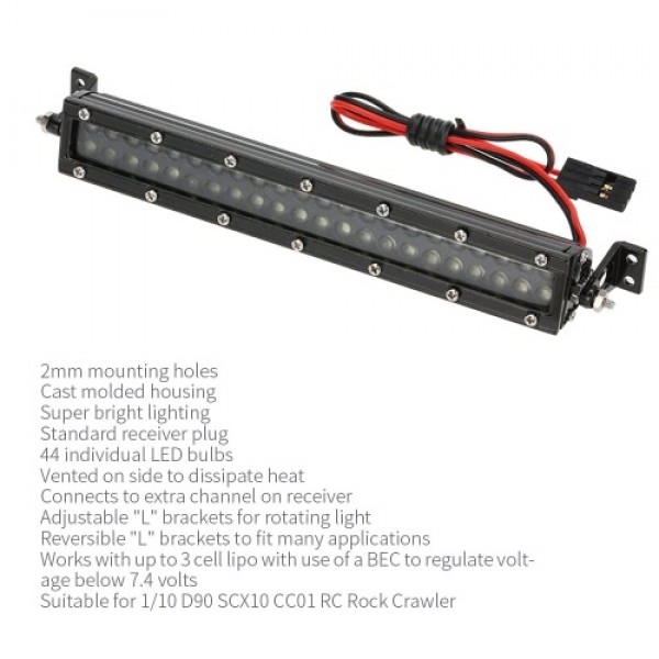 1/10 C Series High Performance Bright LED Light Bar Metal Roof Light Lamp for 1/10 HSP RC4WD Axial D90 SCX10 Traxxas TAMIYA CC01