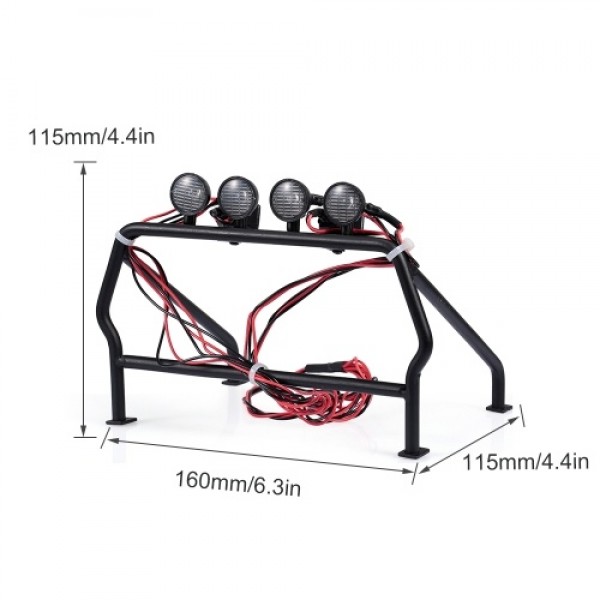 Metal Roll Cage Bucket with 6 LED Lights for 1/10 Rc4wd Tamiya Axial TF1/2 Truck Car