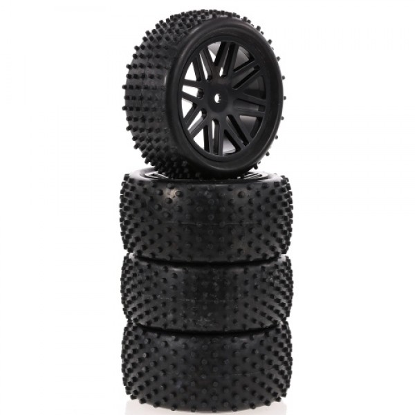 4PCS 1/10 RC Off-road Tyre Nail Point Tread Pattern V Hole Rim for 1/10 HSP HPI Redcat RC4WD RC Buggy