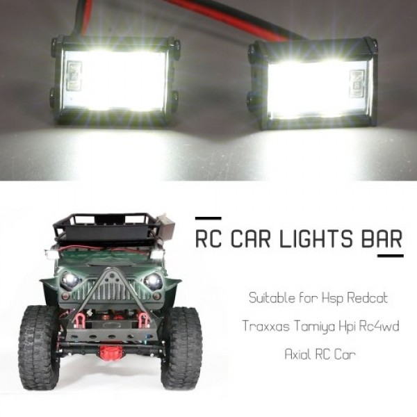 2pcs RC LED Lights Headlight Roof Lamp Light 8LEDs Light for 1/10 Traxxas TRX-4 Trx-6 D90 HSP Redcat RC 4WD Tamiya Axial SCX10 H