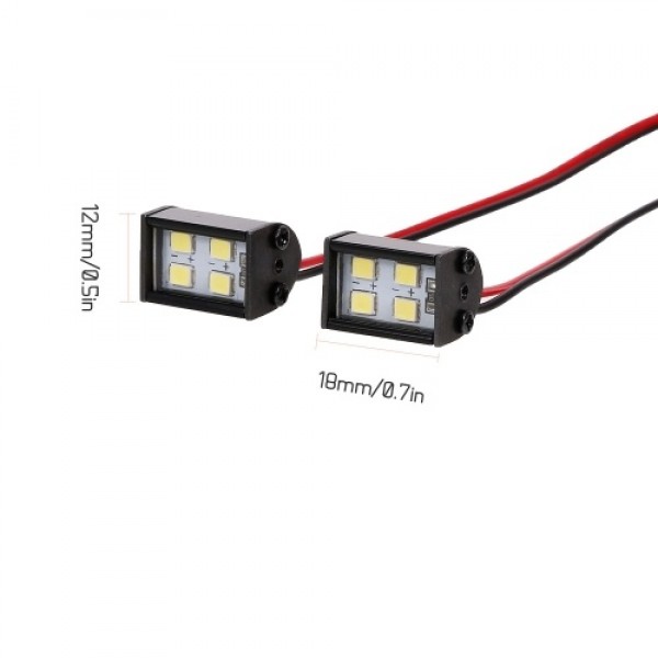 2pcs RC LED Lights Headlight Roof Lamp Light 8LEDs Light for 1/10 Traxxas TRX-4 Trx-6 D90 HSP Redcat RC 4WD Tamiya Axial SCX10 H