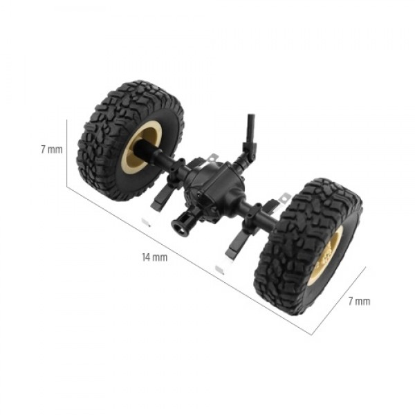 JJR/C Central Bridge Axle Shaft Assembly w/ Tire Wheel