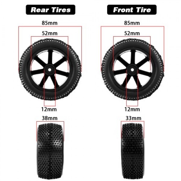 4pcs Front and Rear Tire with Wheel Rim