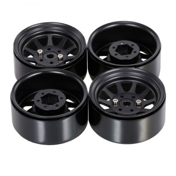 4PCS Metal 1.9in Beadlock Wheel Rim Hub Compatible with Axial SCX10 AXI03007 90046 Traxxas TRX4 Redcat GEN8 RC Car