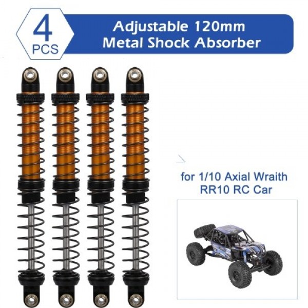 4pcs Adjustable 120mm Metal Shock Absorber Damper for 1/10 Axial Wraith RR10 RC Car