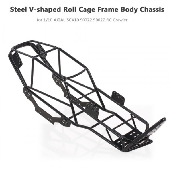 V Steel Roll Cage Frame Body Chassis Compatible with 1/10 AXIAL SCX10 90022 90027 RC Rock Car Crawler Climbing Truck Replacement