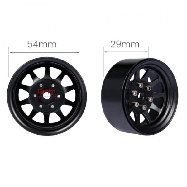 2PCS 1/10 RC Crawler Aluminum 1.9inch Beadlock Wheel Rims