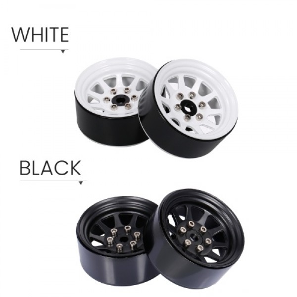 2PCS 1/10 RC Crawler Aluminum 1.9inch Beadlock Wheel Rims