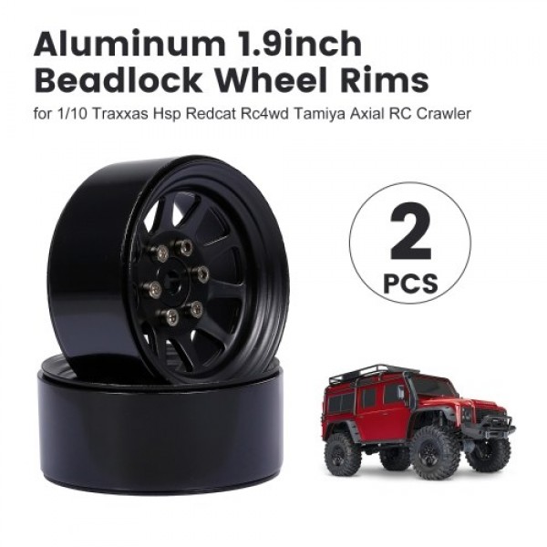 2PCS 1/10 RC Crawler Aluminum 1.9inch Beadlock Wheel Rims