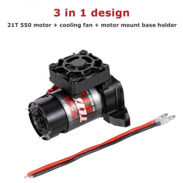 21T 550 Brushed Motor with Cooling Fan and Motor Mount Base Holder Replacement for 1/10 RC Car Traxxas Trx-4 Trx-6 RC Car