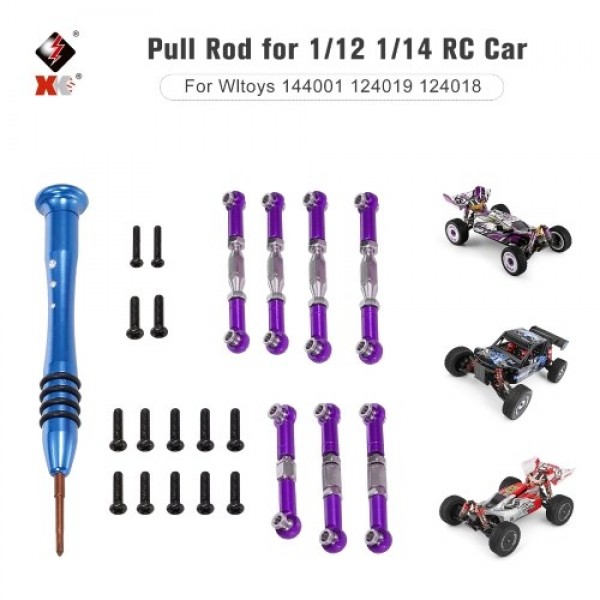 Metallic Pull Rod Kit for Wltoys 144001 124019 124018 1/12 1/14 RC Car