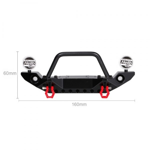 RC Metal Front Bumper with 2-LED Light &amp; D-rings Tow Hitch Shackles for 1/10 RC Crawler