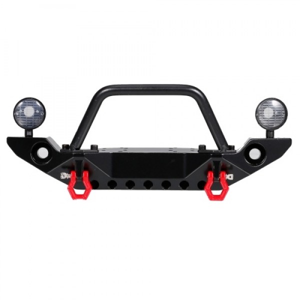 RC Metal Front Bumper with 2-LED Light &amp; D-rings Tow Hitch Shackles for 1/10 RC Crawler