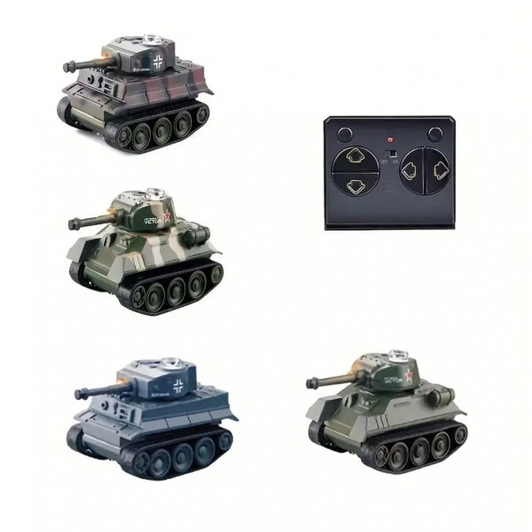 Mini Mini Remote Control Tank, Miniature Simulation Four-way Wireless Charging Children's Indoor Desktop Remote Control Car Military Toy Car Gift