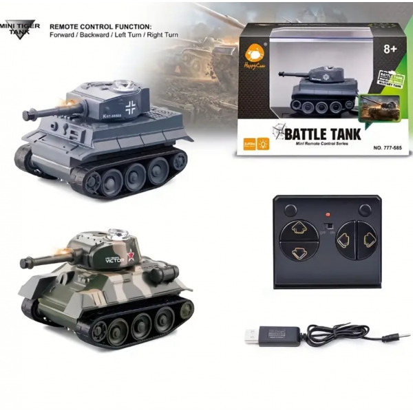 Mini Mini Remote Control Tank, Miniature Simulation Four-way Wireless Charging Children's Indoor Desktop Remote Control Car Military Toy Car Gift