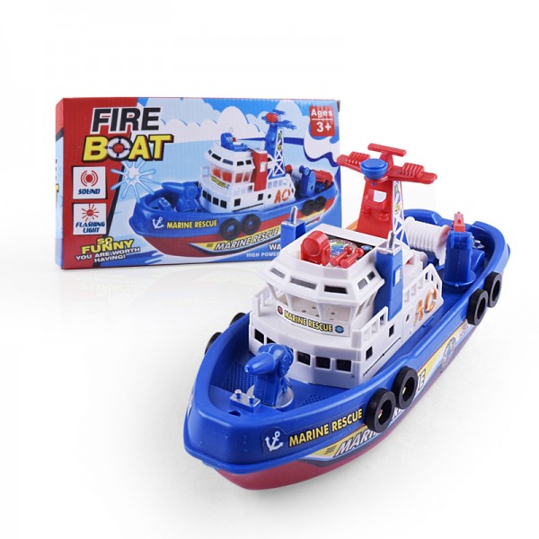 Children's Model Electric Fire Boat Toy Music Luminous Water Spray Bath Toy Boat